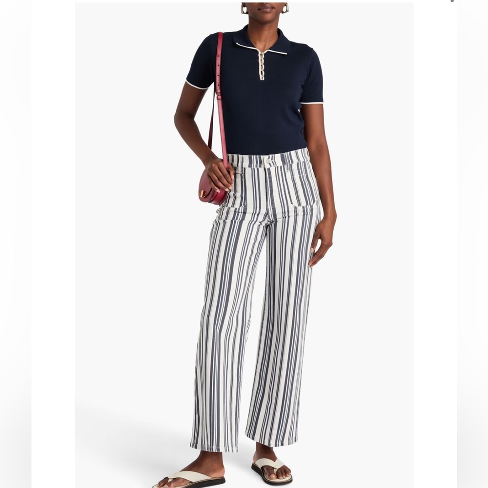 NWT FRAME The Sport Polo Top navy & white sz m- perfect for spring!!